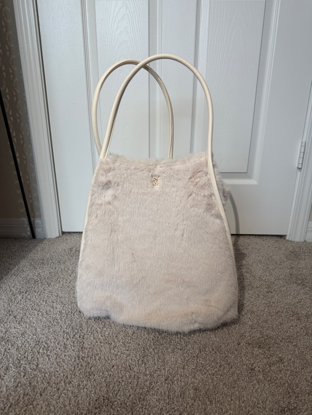 Victoria's Secret Cream Faux-Fur Tote